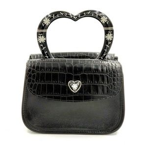 Brighton leather, heart shaped handle shoulder bag
